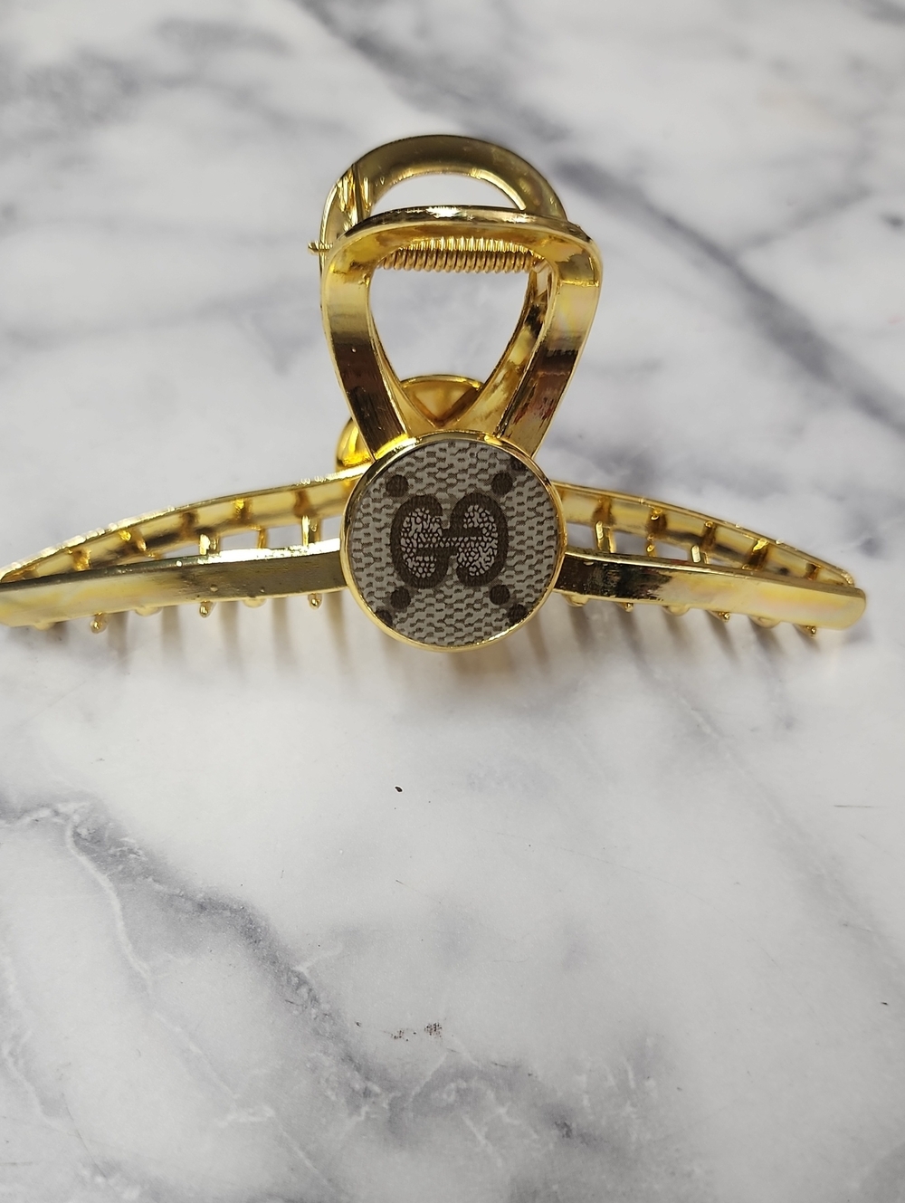 Upcycled GG Canvas Hair Claw Clip